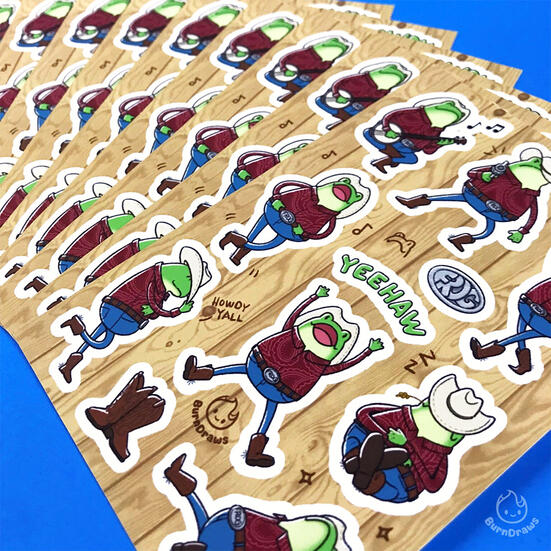 Bean the Cowboy Frog Stickersheet