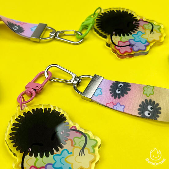 Soot Sprite Lanyard Keychain | 2.5&quot; charm and 5.2&quot; lanyard