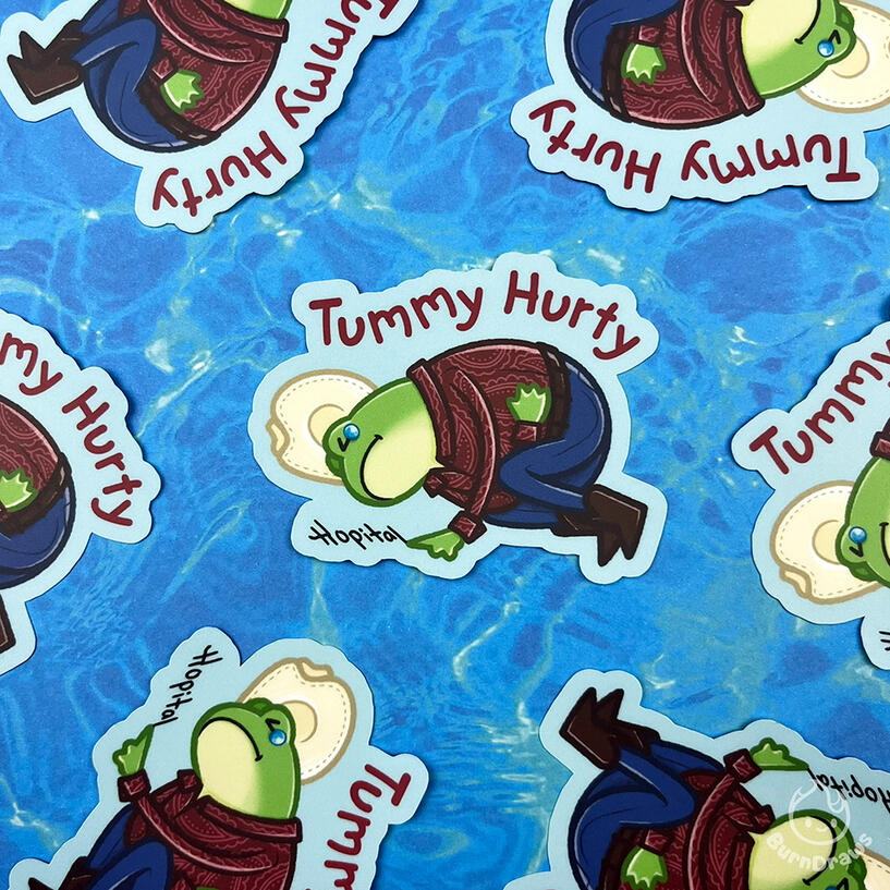 3" Bean Tummy Hurty Sticker